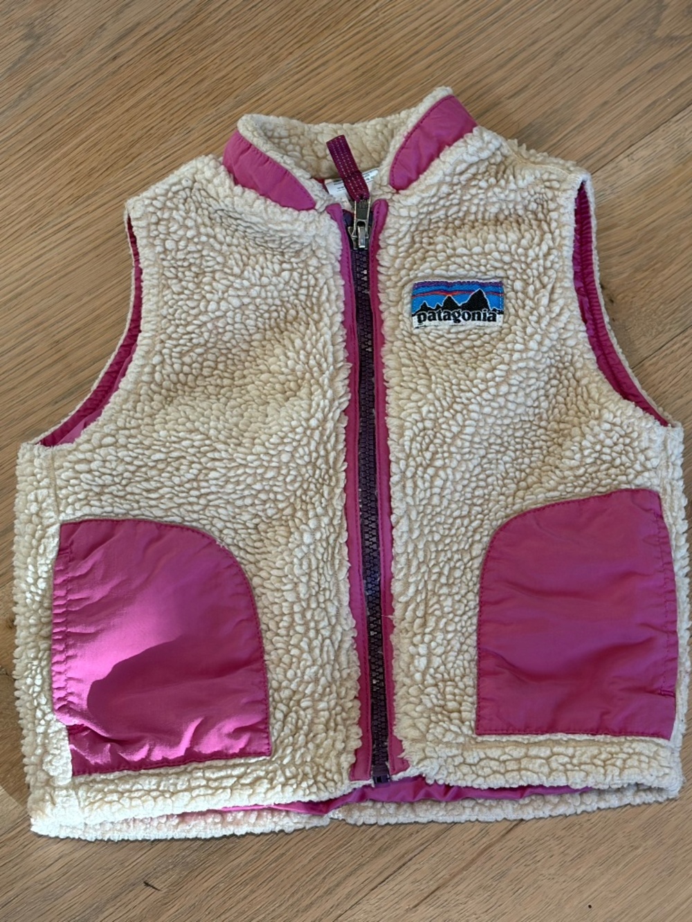 Patagonia Baby Retro GIRL'S Vest CREAM PINK 2T ~EUC~